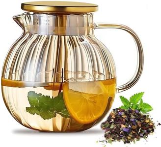 Saeifin Glass Teapot Stovetop Safe, Glass Tea Kettle 44oz/1300ml with Lid Perfect for Microwave Use, Handcrafted with Durable Borosilicate Glass and Stainless Steel Infuser, Ideal for Loose Leaf Tea