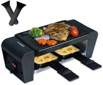 TAMARIT Raclette Grill for 2 Person, Compact Indoor Electric Korean BBQ Grill 450W Portable Tabletop Grill with Non-Stick Iron Plate and 2 Cheese Pans Ideal for Small Kitchen or Apartment, Black/Small