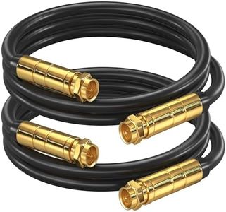 RG6 COAXIAL Cable - Quad Shielded, 2ft Black 2 Pack, Non-Oxygen Copper Cable Wire for TV, Internet & More - Flexible Coax Cable Cord