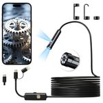 Endoscope Inspection Camera，Dual Lens 1920p Endoscope Flexible Rigid Snake Camera With 8+1 Led Lights，Type C 7.9mm Ip67 Waterproof Borescope For iPhone, IPad, Android, Ios, Scope Camera 16.5 Ft