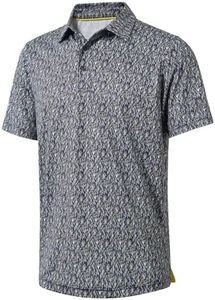 Golf Shirts for Men Dry Fit Short Sleeve Print Performance Moisture Wicking Polo Shirt