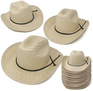 Podzly 72 Pieces 24" Straw Cowboy Hats - Western Style for Men & Women - Country Accessories for Cowgirl, Concerts, Birthdays, Events & More - Plain
