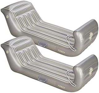 FUNBOY 2-Pack, 61" Inflatable Metallic Silver Sleigh, 2 Person Capacity, With Grooved Rubber Base Tracks, 2 Handles, And Hand Pull Rope (SLEIGH-SILVER-BNDL)