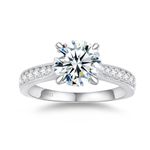 Elio Passero 2CT Moissanite Engagement Rings for Women,Women's Solitaire Engagement Moissanite Promise Rings 925 Sterling Silver with 18K White Gold Plated,VVS1 Wedding Band Moissanite Ring Size 9.5