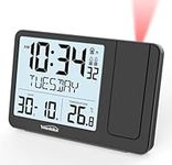 Youshiko Radio Control (Official 2024 MSF UK Version) Projection Alarm Clock, Bedroom Projector Clock Dual Alarms LCD Display Date Time