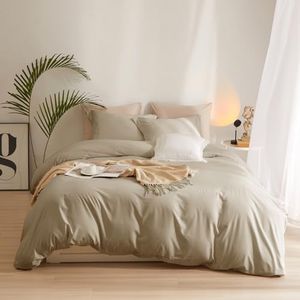 AMWAN Taupe Duvet Cover Full Soft Khaki Tan Duvet Cover Full Size Modern Style 3 Pieces Comforter Cover with Zipper Closure Boho Taupe Tan Bedding Set 1 Full Duvet Cover 80”x90” with 2 Pillowcases