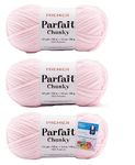 Premier Yarns Parfait Chunky - 3.5 Oz - #6 Super Bulky Weight - 3 Pack Bundle with Bella's Crafts Stitch Markers (Cotton Candy)