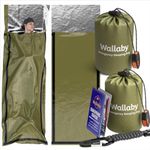 Wallaby 2-Pack Emergency Mylar Sleeping Bags with Nylon Pouches, Whistle Pull & Paracord with Carabiners, Free Survival Guide