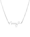 Yooborn Grandma necklace stainless steel engraved nanny letter pendant necklace gifts for nanny from grandkid,birthday valentine's mother's day nanny gifts.