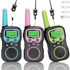 BUKEWIT Walkie Talkies for Kids 3 Pack,3 Miles Family Walky Talky Children Radio Long Range,22 Channels Kids walkie talkies with VOX Function&LED Flashligh,3-12 Years Old Boys Girls Xmas Birthday