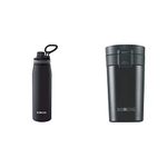 Borosil - Stainless Steel Hydra Gosports - Vacuum Insulated Flask Water Bottle, 900 ML, Black+Borosil - Vacuum Insulated Hydra Coffeemate Stainless Steel Travel Mug - Spill Proof - hot and Cold_BT300