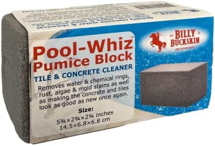 Pool-Whiz Pumice Block | Pool Tile & Concrete Cleaner | Pumice Stone for Cleaning Pools, Spas & Water Features | Pool and Spa Cleaner |by Billy Buckskin Co | Pack of 1