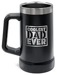 SoHo Beer Mug Gift for Dad, Insulated 24oz Hot/Cold Stainless Steel Coffee, Beer Tumbler Cup with Handle for Christmas/Birthday Gifts “Coolest Dad Ever” (Gift Boxed)