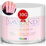 Saviland Pink Acrylic Powder - 30g Professional Acrylic Nail Powder for Acrylic Nails Extension, Nail Acrylic Powder for 3D Nail Art, Nail Decoration No Need Nail Lamp