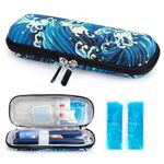 YOUSHARES Insulin Travel Cooler Case with 2 TSA-Approved Ice Packs Handy Insulin Pen Case Diabetes Bag for Insulin Syringe Needle,Ozempic,EpiPen, Diabetic Supply and Medication Insulated (Waves)