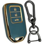 Keycept? Gold Line TPU Key Cover Compatible with Honda Accord | Amaze Jazz, CR-V, WR-V 3 button Smart key with Keychain. (Type 1, Blue)