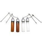 JIHUOO 4 Pcs Small Glass Bottle Bullet Glass Vial Snuff Bottle with Spoon Pocket Spice Bottle