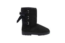 kensie Womens Slip On Mid High 9" Microsuede Winter Boots with Lace Up Grosgrain Ribbon Black Size: 9 UK