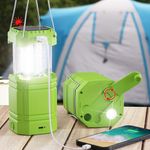 Solar Lantern for Emergency,3000 Battery Powered LED Camping Lantern with Hand Crank,Super Bright Flashlight,Phone Charger,IPX4 Waterproof,Portable Collapsible Rechargeable Tent Lamp for Home/Outdoor