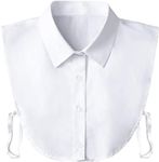 Kawn Women Detachable Collar White Cotton Half Shirt False Collar Detachable White Fake Collar Casual Style Shirt For Office Lady Girls Dickey Half Blouse