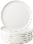 AmorArc Ceramic Dinner Salad Plates Set of 6, Wavy Rim 8.5 Inch Dish Set, The Dessert,Salad, Appetizer, Small Dinner etc Plate,Microwave, Dishwasher Safe, Scratch Resistant - Matte White