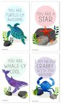 Mini Ocean Under the Sea Theme Valentines (Wallet-Sized Cards with Tiny Envelopes) for Valentine's Day by Nerdy Words (Set of 24)