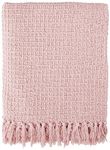 Emma Barclay Honeycomb - Recycled Cotton Plain Waffle Textured Chair Sofa Setee Throw Over Blanket in Blush Pink - 50x60 (127x152cm)