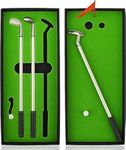 Desktop Golf Pen Toy Set, Mini Desk Golf Games Set Including 3 Golf Club Pens, Golf Flag, Mini Golf Ball and Driving Range Box, Novelty Golf Gifts for Men Dad Boss Boyfriend