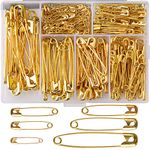 LUTER 250 Pieces 6 Sizes Safety Pins Large and Small Safety Pins Durable, Rust-Resistant for Art Craft Sewing Jewelry Making Home Office Use (Gold)