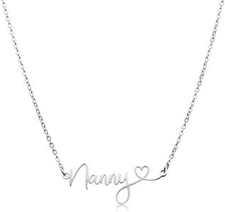Yooborn grandma necklace nanny jewelry stainless steel cotout nanny letter pendant necklace birthday christmas mother's day gifts for nanny from grandchild.