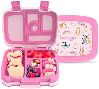 Bentgo + BLUEY Kids Prints Leak-Proof, 5-Compartment Bento-Style Kids Lunch Box - Ideal Portions for Ages 3-7, Durable, Drop-Proof, Dishwasher Safe, & PFAS & BPA-Free Materials (Hearts & Crafts)