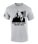 Trenz Shirt Company Fight Fight Fight Trump Shot 2024 Short Sleeve T-Shirt, Sports Grey, Large