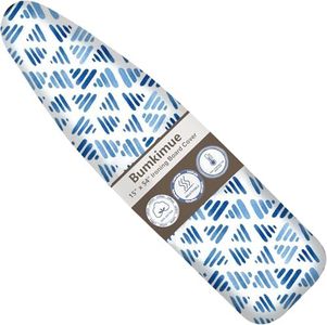 Bumkimue Ironing Board Cover and Pad, Standard Size 15x54 Inches, Blue Floral Pattern, Heavy Duty Padded, Elastic Edge, Scorch Resistant (Blue Print on White Background)
