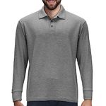 Premium Wear Men's Long Sleeve Polo Shirts – Stain Guard Polo Shirts for Men, Heather Grey, X-Large