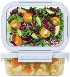 Bentgo Glass Leak-Proof Food Storage Set - 4-Piece Stackable 1-Compartment Meal Prep Containers - Airtight Lids, Reusable, BPA-Free, Microwave, Freezer, Oven, & Dishwasher Safe (Frost/Periwinkle)