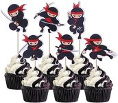 SYKYCTCY 24 Pack Ninja Cupcake Toppers Assambled Karate Kung Fu Warriors Cupcake Picks Kids Boys Ninja Anime Themes Happy Birthday Baby Shower Cake Decorations Supplies