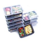 iGADGET London (14 Pack) 2 Compartment BPA Free Meal Prep Containers - with Sauce/Dressing Tubs - Food Boxes, portion control, Stackable lunch boxes. Microwavable and Dishwasher Safe (2 Compartment)