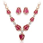 Shining Diva Fashion Latest Stylish Rose Gold Tulip Design Earrings Necklace Jewellery Set For Women (10103s)