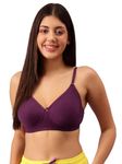 Clovia Women's Cotton Rich Non-Padded Wirefree T-Shirt Bra - Purple (BR0184P12_Purple_36C)