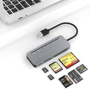 USB 3.0 Multi SD Card Reader,7-in-1 Memory Card Adapter Read 5 Cards Simultaneously,Supports 5Gbps High Speed,Memory Stick Pro Duo Adapter for SD/SDXC/SDHC/Micro SD/CF/XD/MS/MMC XD Card Reader