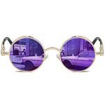 ROCKNIGHT Womens Sunglasses Round Mirrored Sunglasses for Women Polarized UV Protection Purple Vintage Sunglasses Ladies UV400 Sunglasses Gifts