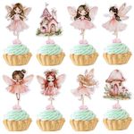 ZHUOWEISM 40 PCS Fairy Cupcake Toppers Flower Wing Angel Fairy Cupcake Picks Ballet Dancer Fairies Party Cupcake Decoration for Wonderland Garden Elves Theme Girls Birthday Party Cake Decorations