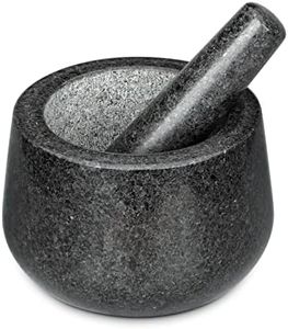 Polished Granite Mortar and Pestle Set, Stone Grinder Bowl for Grinding Herbs Spices, Making Guacamo, Salsa, Pepper and Nuts Crusher (Granite, Small)