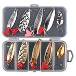 OriGlam 10pcs Metal Fishing Lures Metal Spoon Spinner Baits Hard Baits, Fishing Spoon Spinnerbait Spoons for Saltwater Freshwater Trout Bass Salmon