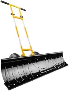 Best Choice Products 48in Heavy-Duty 2-Wheel Snow Pusher Hand Plow for Snow Removal w/Wheels, Adjustable Handle, Blade Angle - Yellow