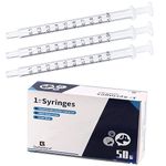 Gufastoe 50pcs 1ml Plastic Syringes with Caps Without Rubber Stopper in for Industry Lab Pet Feeding