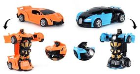 Amazon Brand - Jam & Honey Transforming Action Figure Car | Robot to Car Transforming Toy | Dash to Transform | Ideal for Kids & Collectors | Pack of 2