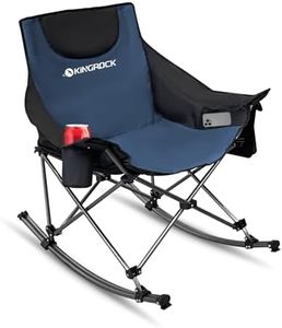 KINGROCK Oversized Rocking Camping Chair, Folding Camp Chairs with Pocket and Carry Bags, Rocking Camping Chairs for Adults with Pillow Cup Holder Navy
