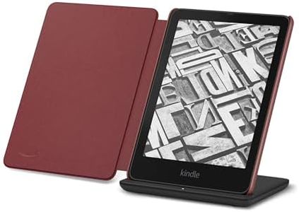 Kindle Paperwhite Signature Edition Essentials Bundle including All-new Kindle Paperwhite Signature Edition (32GB) - Black, Premium Leather Cover - Ruby, and Wireless Charging Dock