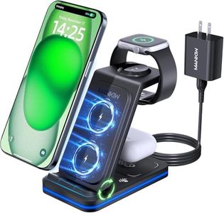 MANKIW 3-in-1 Charging Station for iPhone, Apple Watch, AirPods - Compatible with iPhone 15/14/13/12/11/X Series, Apple Watch 7/6/5/4/3/2/SE, AirPods 3/2/Pro - USB-C, Minimalist Style Charging Dock